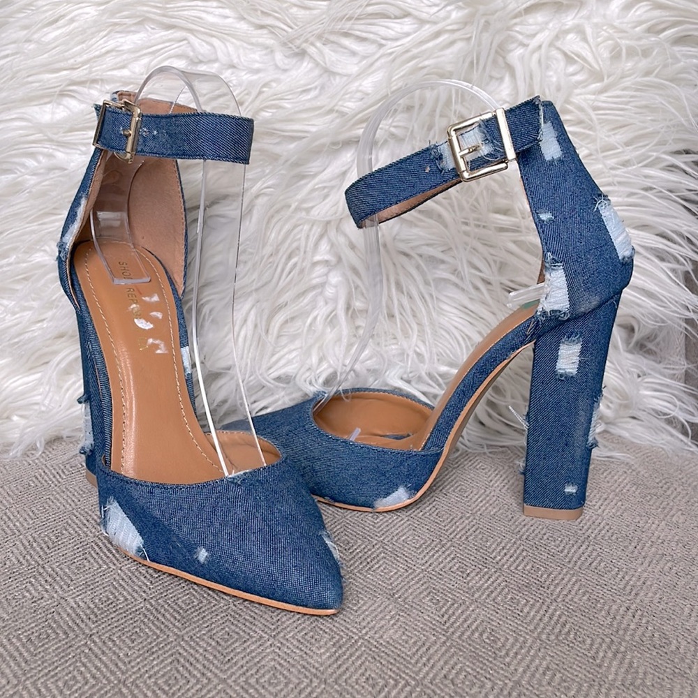 Shoe Republic LA Blue Denim Heels